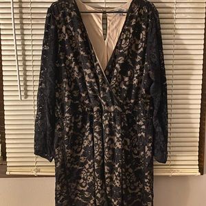 Plus Size Black Lace Romper